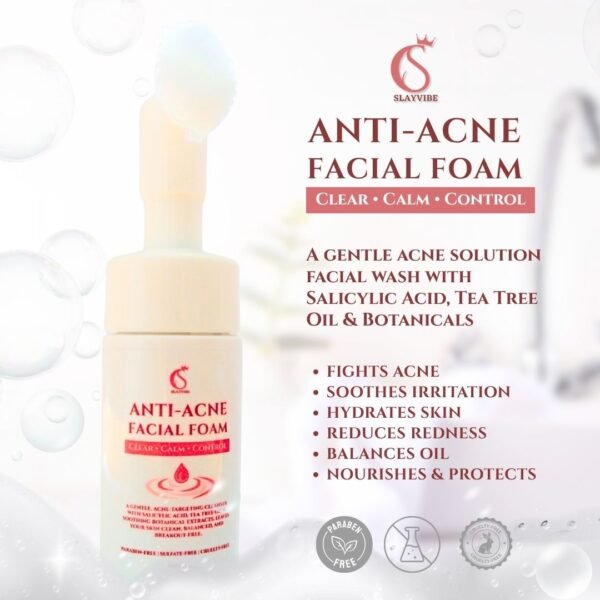 Slayvibe anti acne facial foam cleanser